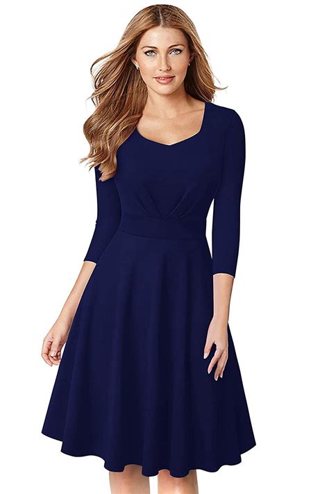 knee length navy dress